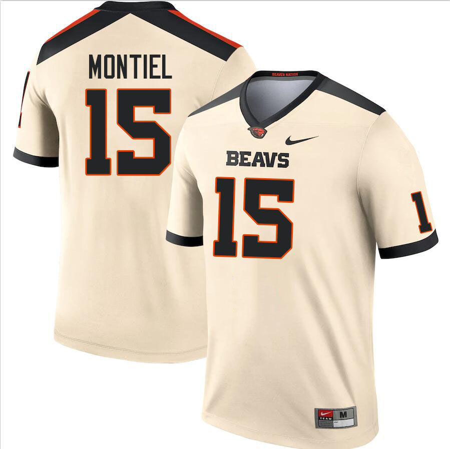 Men #15 Dom Montiel Oregon State Beavers College Football Jerseys Stitched Sale-Cream